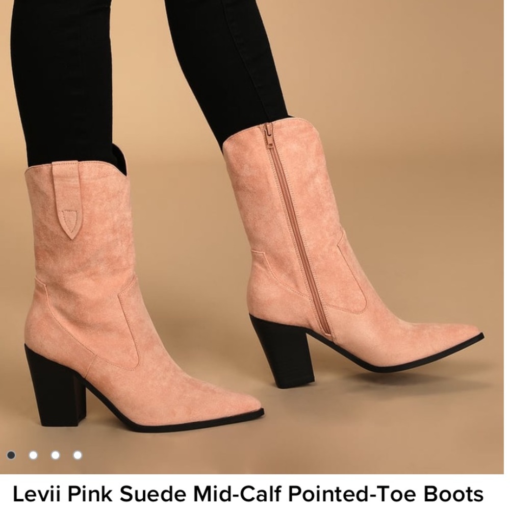 Pink suede boots